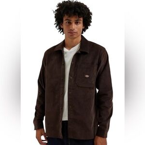 Dickies Dark Brown Corduroy Long Sleeve Work Shirt Medium Nwt